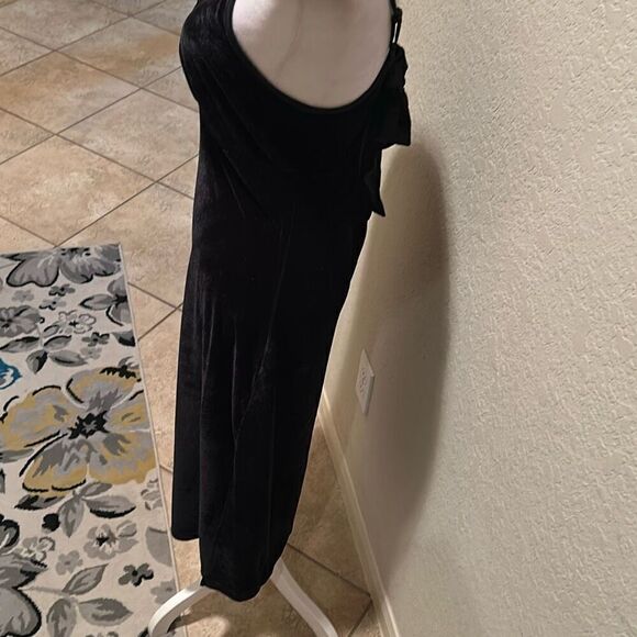 Band Of The Free Women's XS Girl Crush Velvet Midi Slip Dress Black Bow Back - Picture 8 of 14